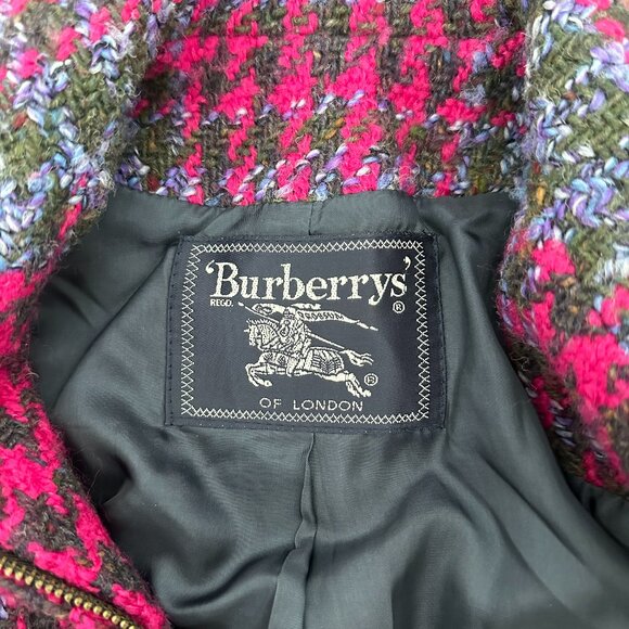 AUTHENTIC BURBERRY VINTAGE HOUNDSTOOTH BLAZER - SIZE 2P - Picture 3 of 5